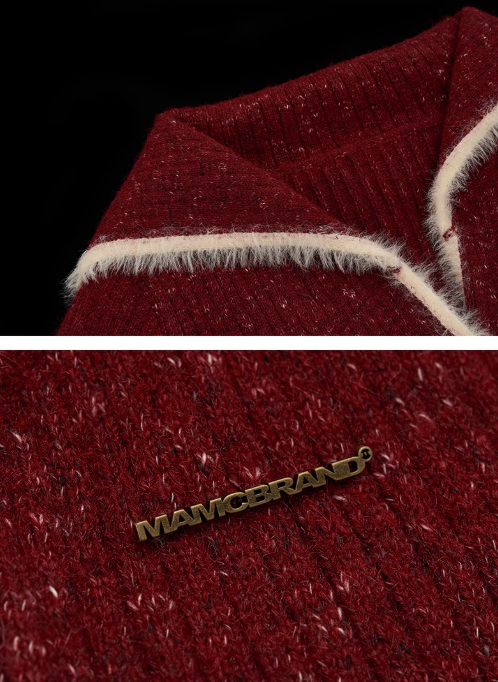 MAMC - Contrast Knit Sailor Collar Cardigan