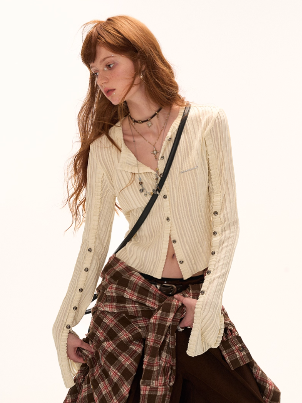 MAMC - Striped Knit Multi-Button Cardigan