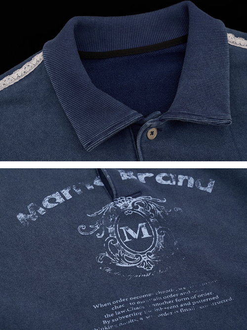 MAMC - Washed Lace-Collar Polo Sweatshirt