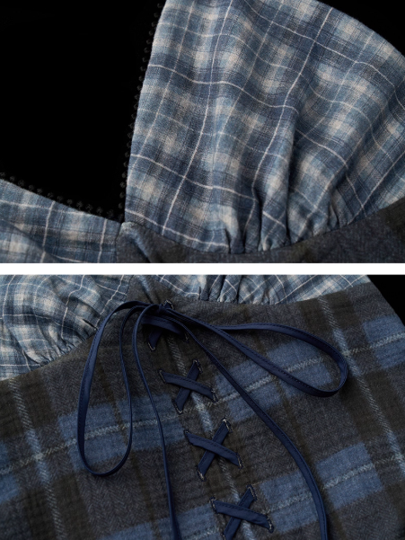 MAMC - Blue Plaid Patchwork Cami Dress