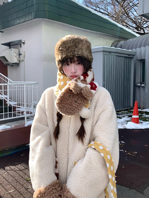 罐头士多所 Cute Puppy Patchwork Sherpa Jacket