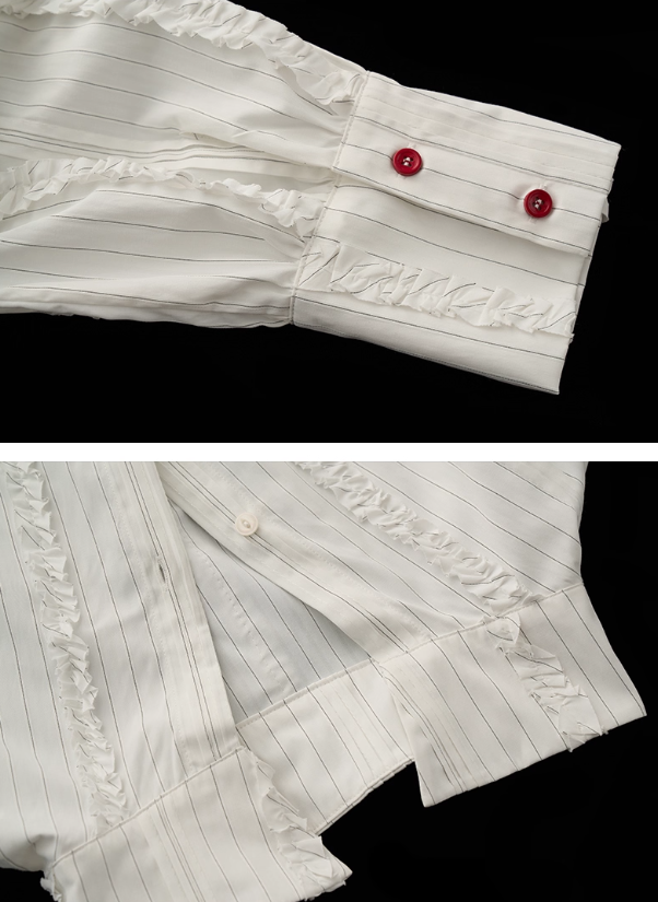 MAMC - White Striped Layered V-Neck Shirt