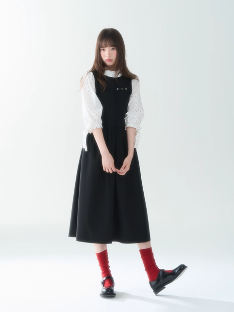 罐头士多所 - Misty Noir Polka Dot Midi Dress