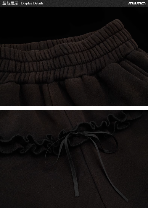 MAMC - Black Panelled Straight-Leg Pants – Ruffle Trim