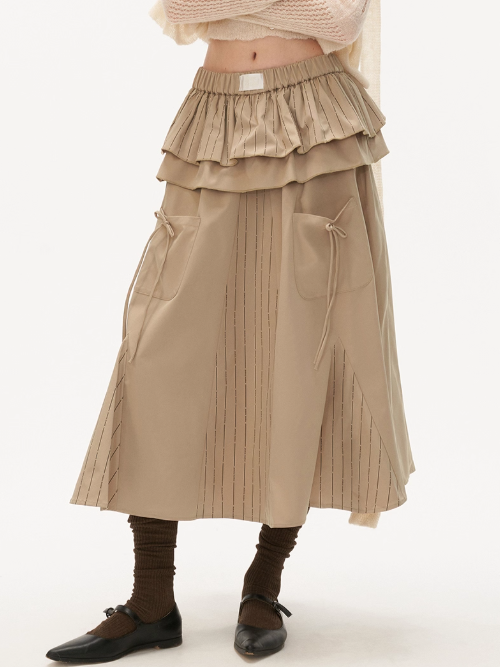 MAMC - Pastel Tiered Pocket Maxi Skirt