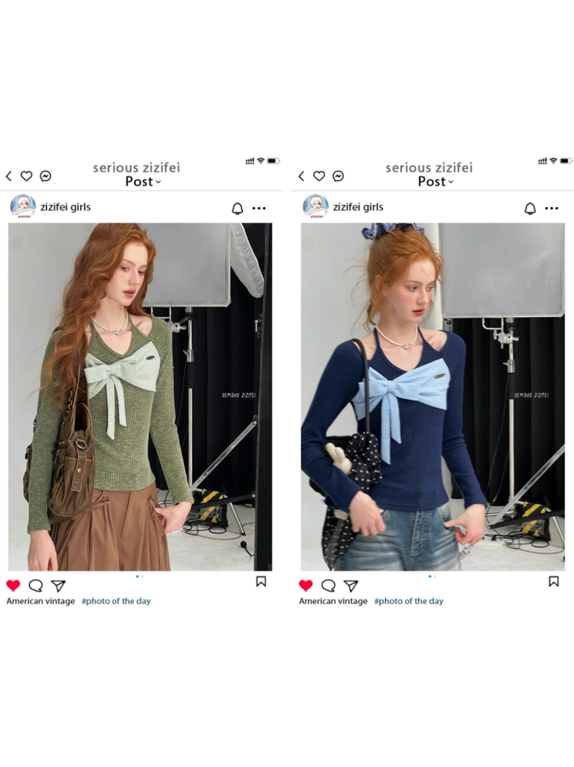 ZiziFei - Halter Ribbed Knit Top with Bow Detail – Green / Blue