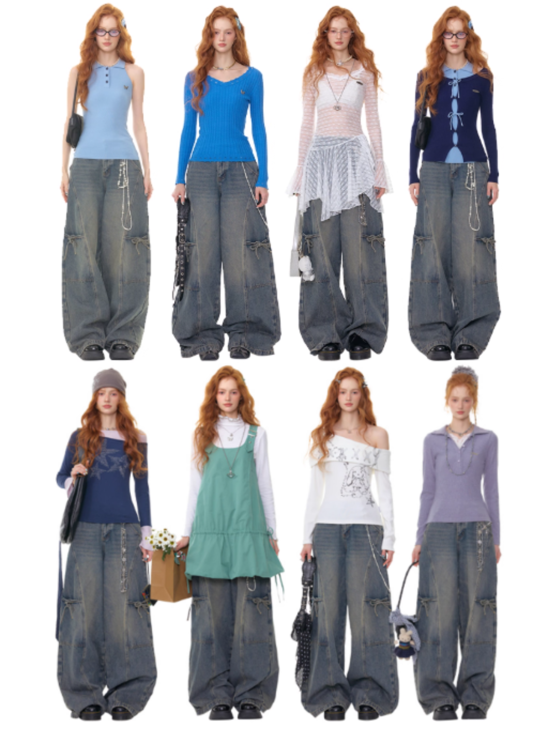 ZiziFei - Bow Detail Straight Leg Jeans – Relaxed Fit Panel Denim