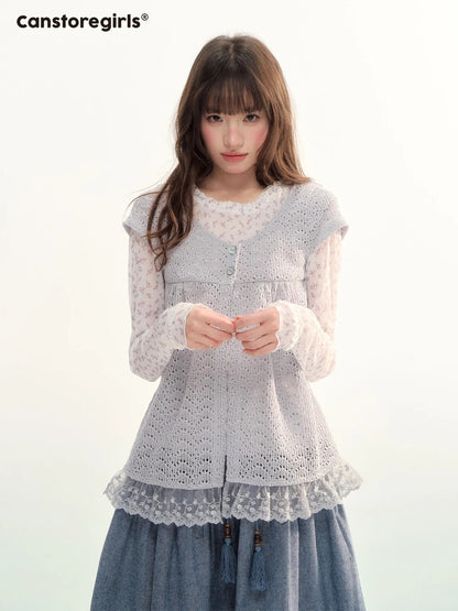 Ash Fir Crochet Lace Cardigan Set LL2026093