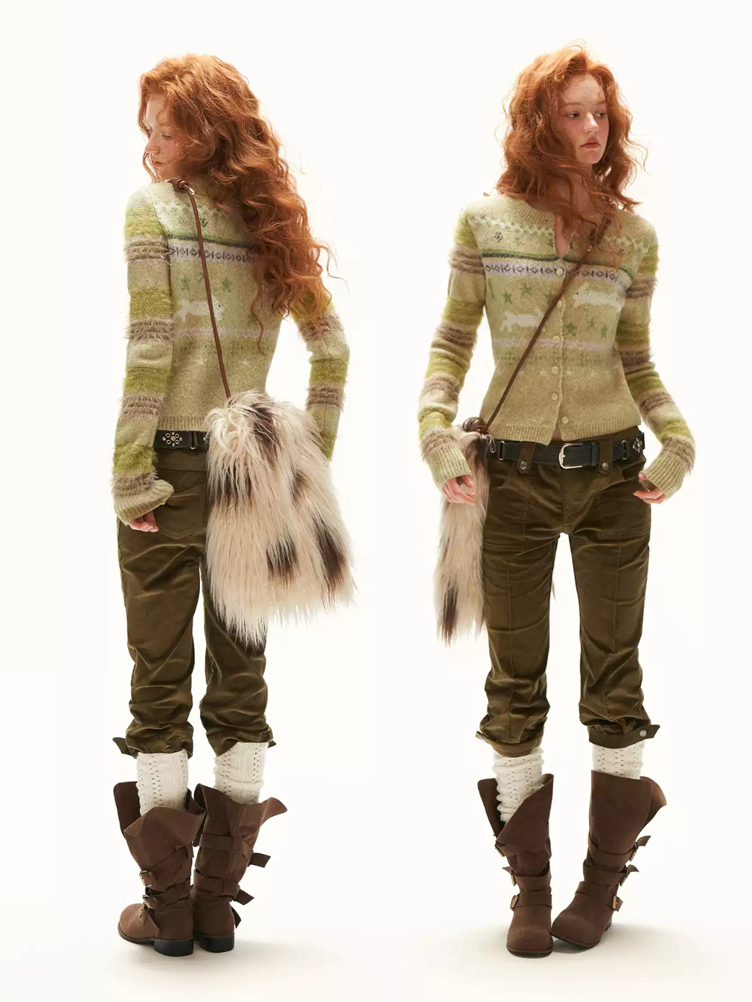 MAMC - Green Fair Isle Rabbit Knit Cardigan
