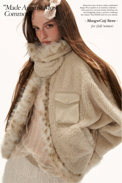 MAMC - Beige Faux Shearling Batwing Jacket