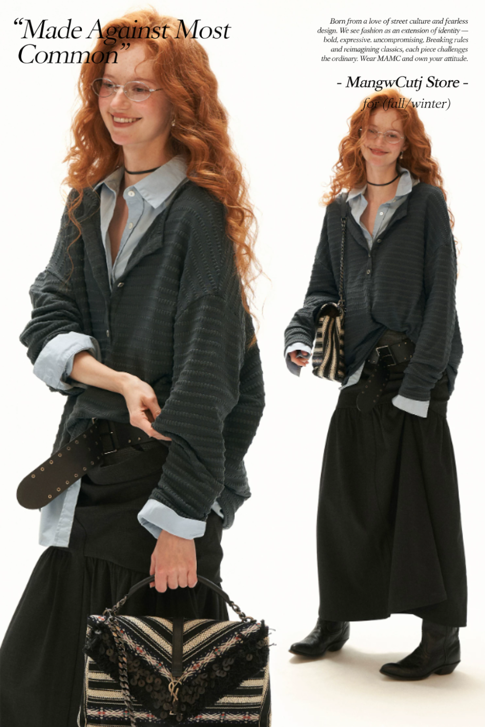 MAMC - Gray Textured Sheer Henley Long Sleeve Top
