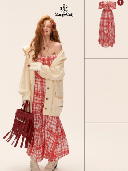 MAMC - Lazy Knit Cardigan with Contrast Stitching (Vintage Cream)