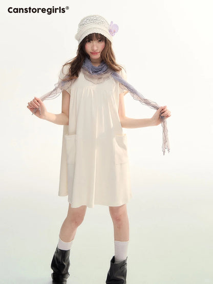 Milk Puff Lace Trim Babydoll Dress LL2026079