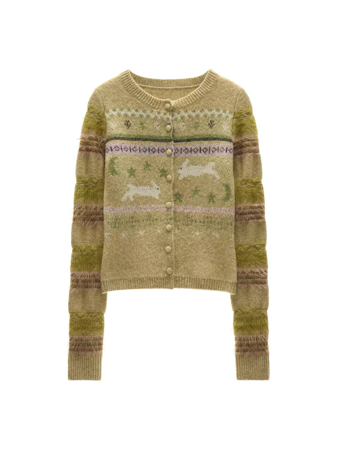 MAMC - Green Fair Isle Rabbit Knit Cardigan