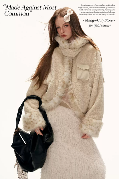 MAMC - Beige Faux Shearling Batwing Jacket