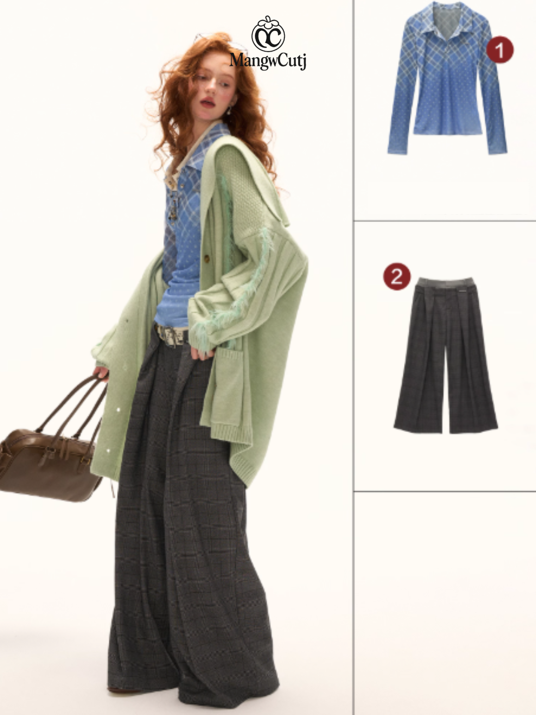 MAMC - Lazy Knit Cardigan with Contrast Stitching (Minty Sage)