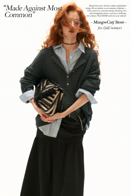 MAMC - Gray Textured Sheer Henley Long Sleeve Top
