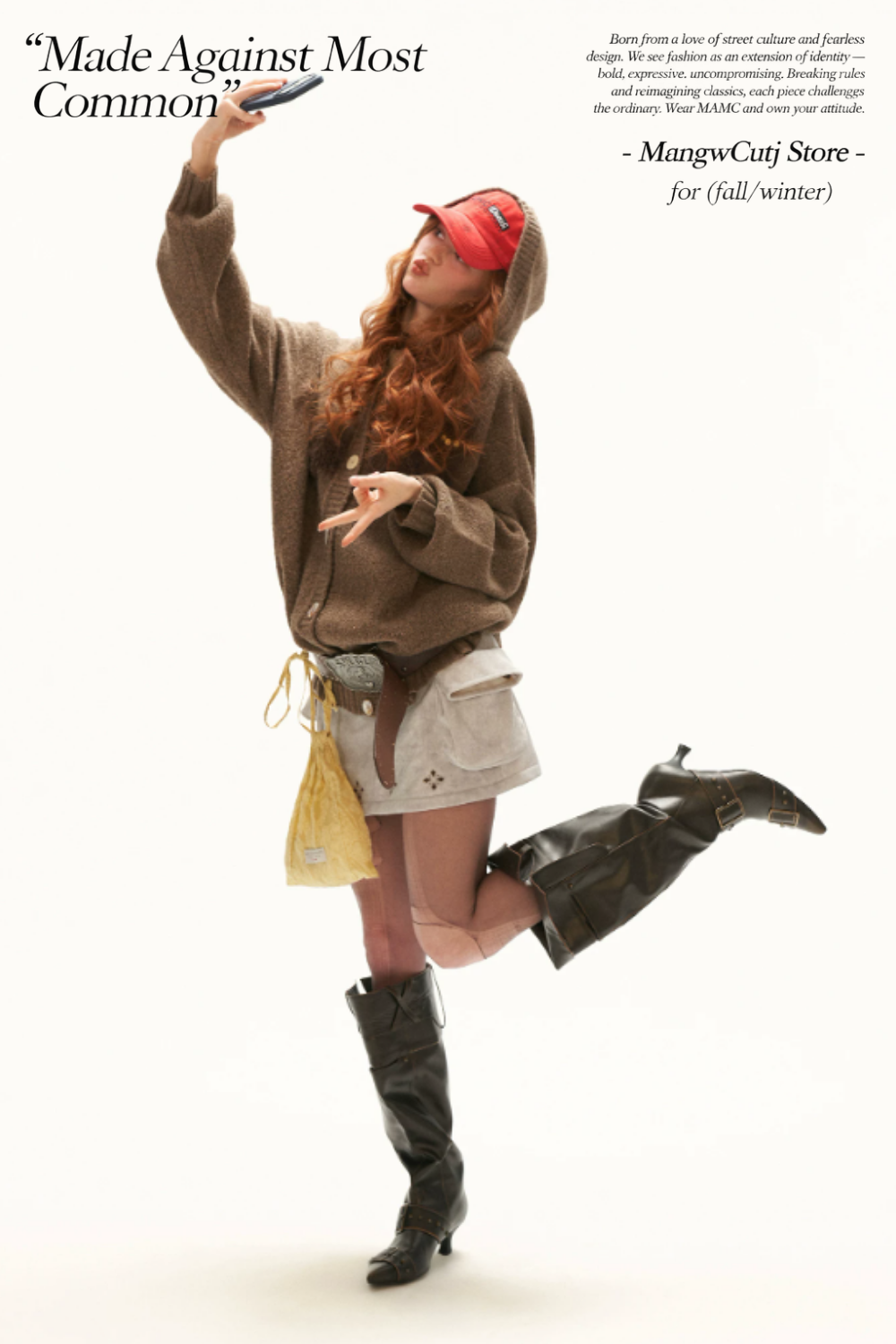 MAMC - Vintage Brown Cat Silhouette Hooded Knit Cardigan