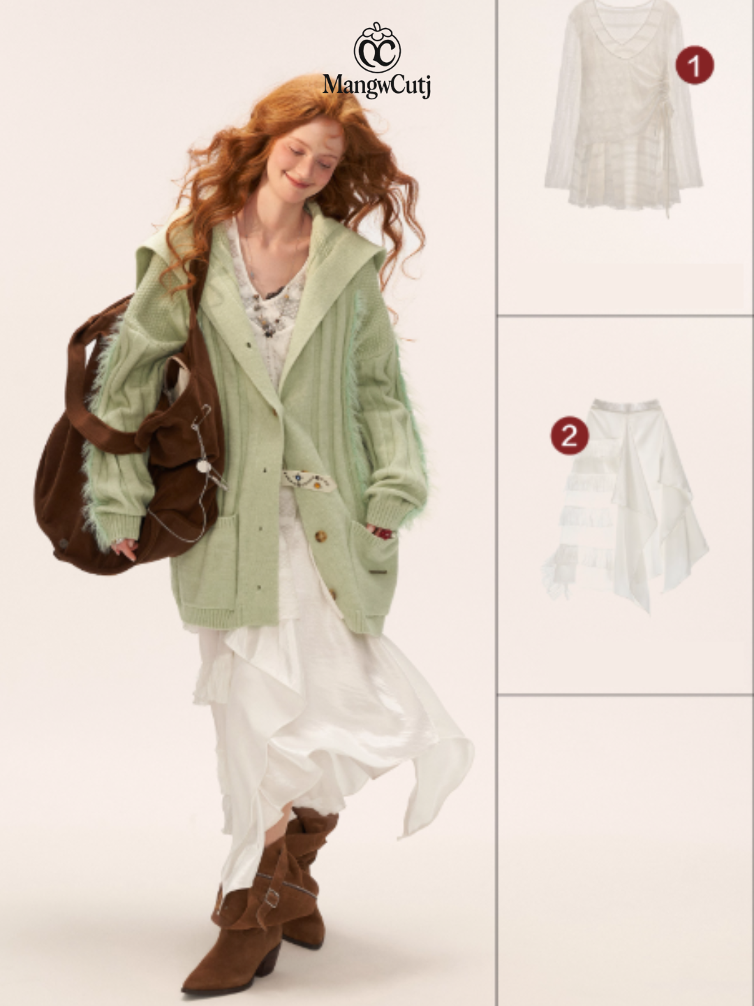 MAMC - Lazy Knit Cardigan with Contrast Stitching (Minty Sage)