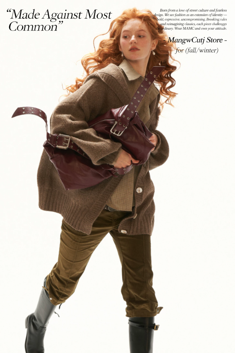 MAMC - Vintage Brown Cat Silhouette Hooded Knit Cardigan
