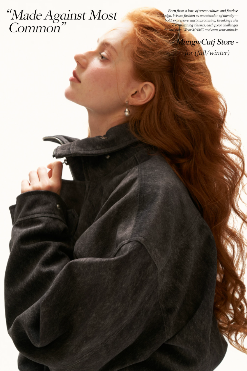 MAMC - Gray Faux-Horsehair Textured Cropped Jacket with Metal Snap Collar