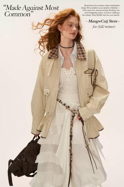 MAMC - Off-White Detachable Fur Collar Utility Jacket WE855