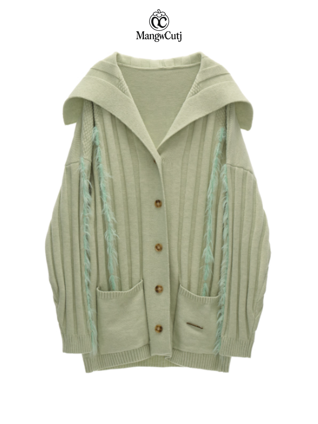 MAMC - Lazy Knit Cardigan with Contrast Stitching (Minty Sage)