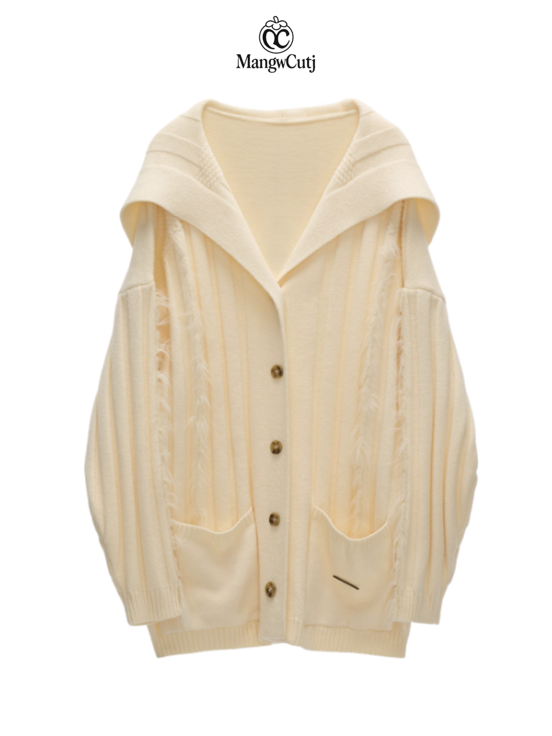 MAMC - Lazy Knit Cardigan with Contrast Stitching (Vintage Cream)