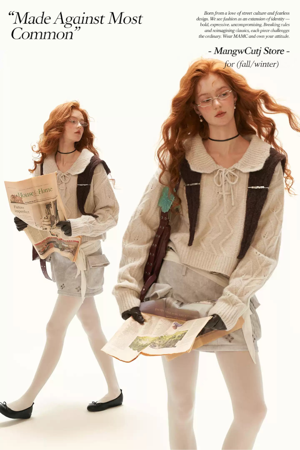 MAMC - Ivory Cable Knit Sweater with Detachable Hooded Shoulder Cape
