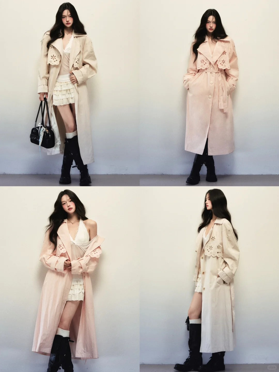 1P - Blossom Whisper Detachable Lace Trench Coat