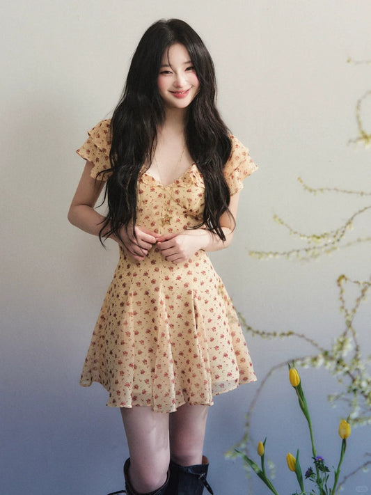 “Honey Meadow Poem” Vintage Floral Mini Dress