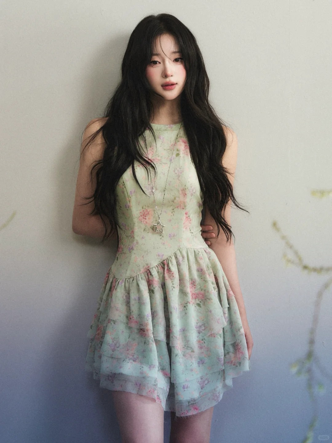 Mint Whisper Chiffon Midi Dress