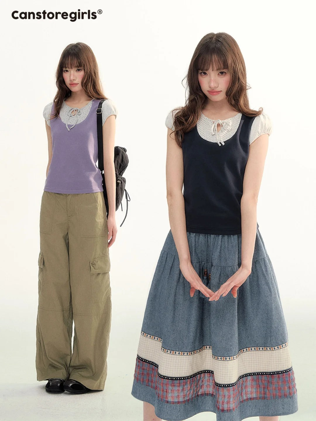 Contrast Trim Puff Sleeve Knit Top LL2026071