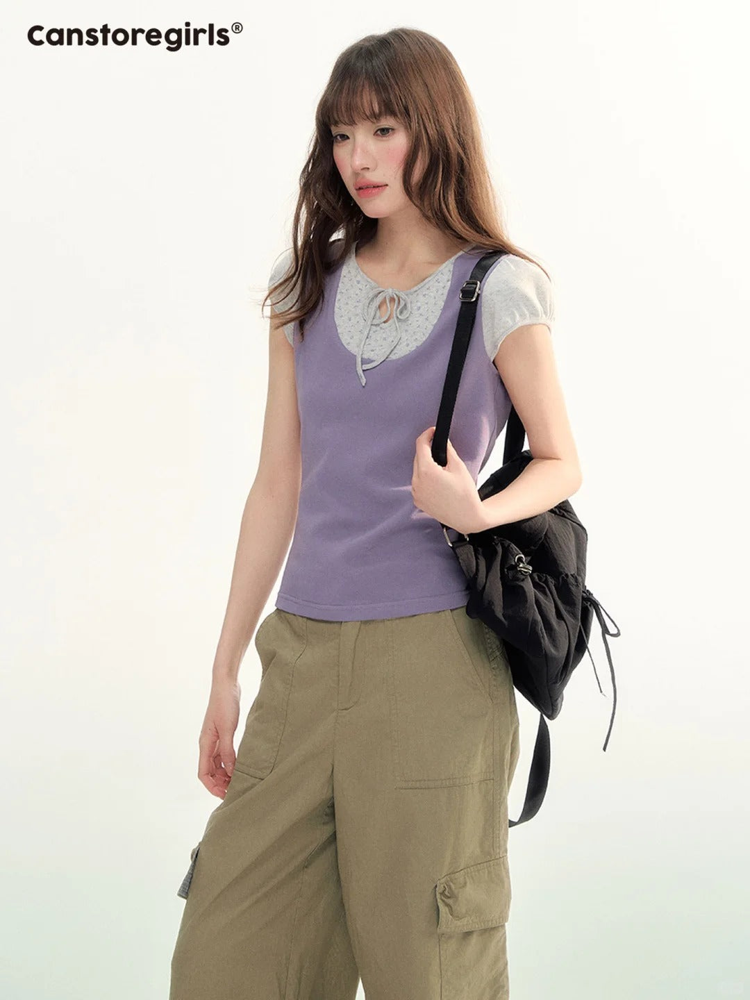 Contrast Trim Puff Sleeve Knit Top LL2026071