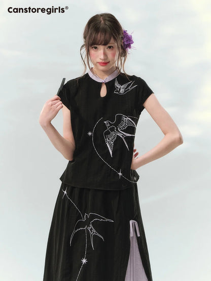 “Swallow Star Path” Modern Chinese Embroidered Skirt Set GZ2026167