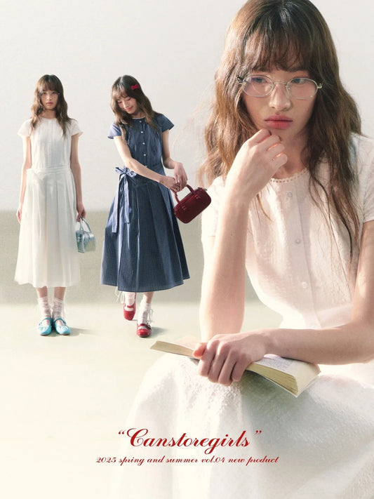 罐头粪便 - Summer Picnic Gingham Mini Dress – Short Sleeves & Waist Tie Detail