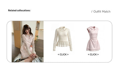“White Tea Daydream” Pink Peter Pan Mini Dress