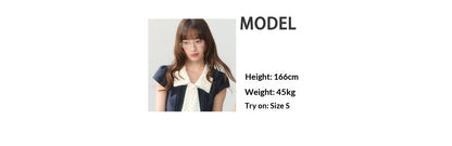 "Midnight Academy Letter" Navy Contrast Collar Dress