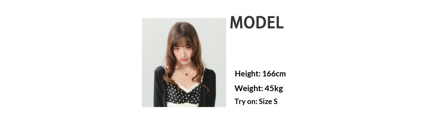 "Midnight Sweet Isle" Black Polka Dot Lace Two-Piece Skirt Set LL2026208