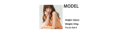 "Orange Sugar Cube" Tangerine Plaid Tie-Waist Sleeveless Dress SH2026201