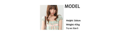 "Mint Peach Whisper" Mint Green Plaid Embroidered Skirt Set LL2026196