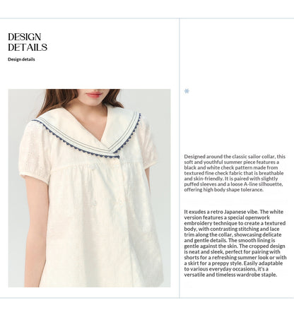 "Sea Breeze Chronicle" White Sailor Collar Skirt Set LL2026185