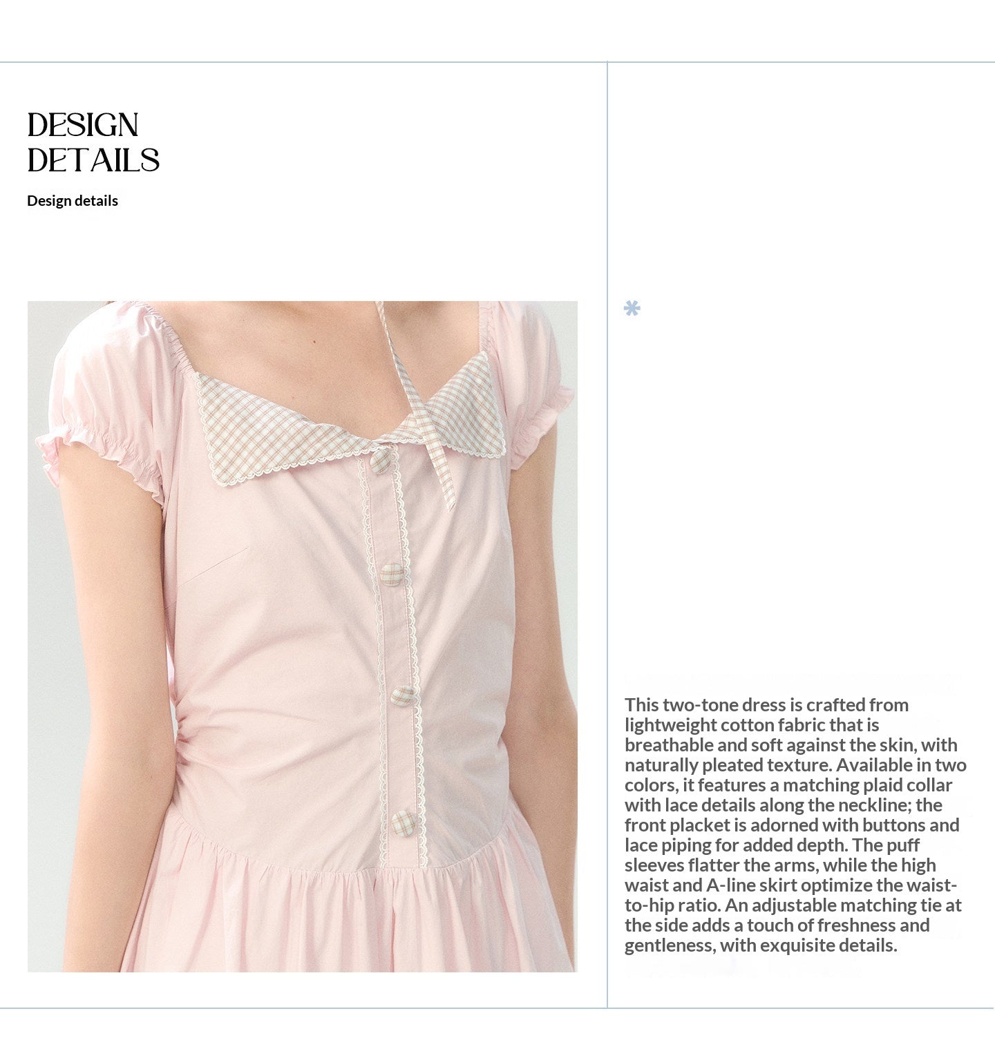 "Sakura Breeze Journal" Blush Pink Plaid Collar Dress LL2026226
