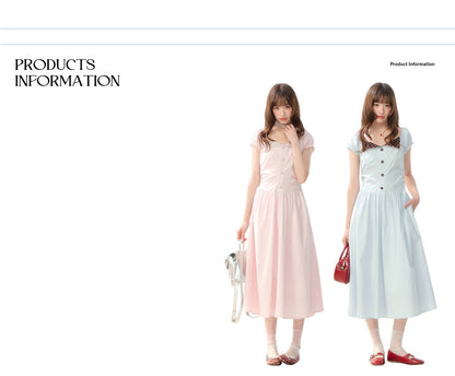 "Sakura Breeze Journal" Blush Pink Plaid Collar Dress LL2026226