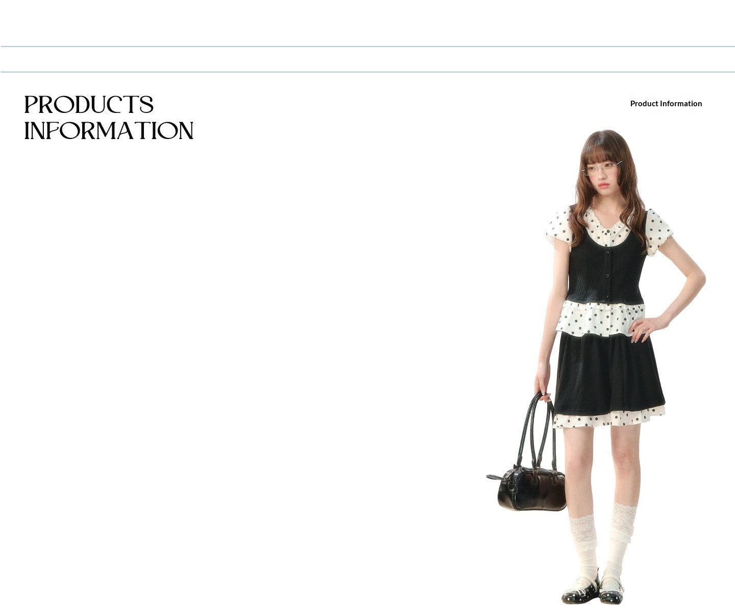 "Black Tea & Cream" Polka Dot Two-Piece Skirt Set SH2026202