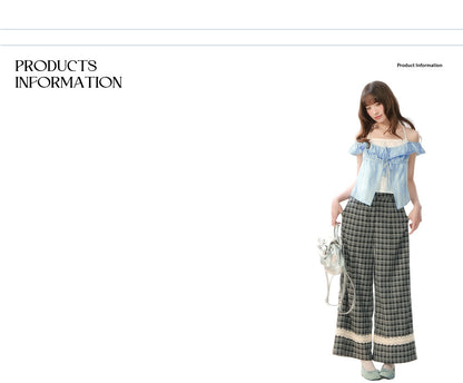 "Blue Mist Academy" Embroidered Off-Shoulder Layered Blouse SH2026204