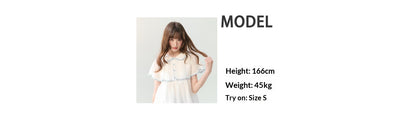 "Cloudside Letter" White Cape Collar Babydoll Blouse LL2026218