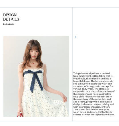 "Soft Mist Cream Puff" White Polka Dot Cami Dress LL2026207