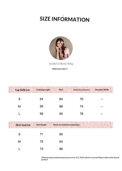 “Peach Mist Starlit Meadow” Pink Off-Shoulder Skirt Set