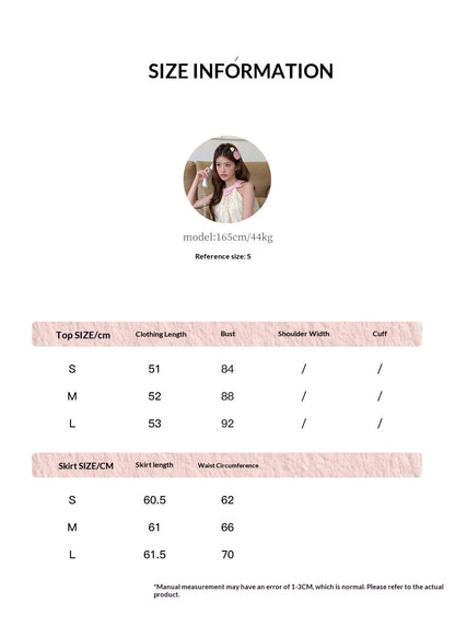 “Peach Cream Brioche” Cream Apricot Floral Bubble Skirt Set